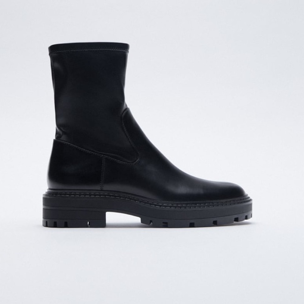Zara Low heeled lug sole ankle boots